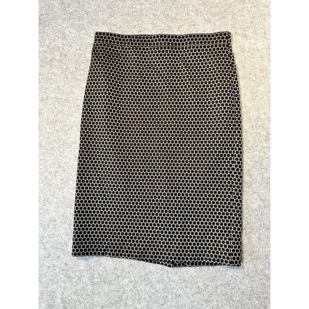 Theory Lijnek Compas Knit Pencil Skirt Womens M Black Honeycomb Elastic Waist